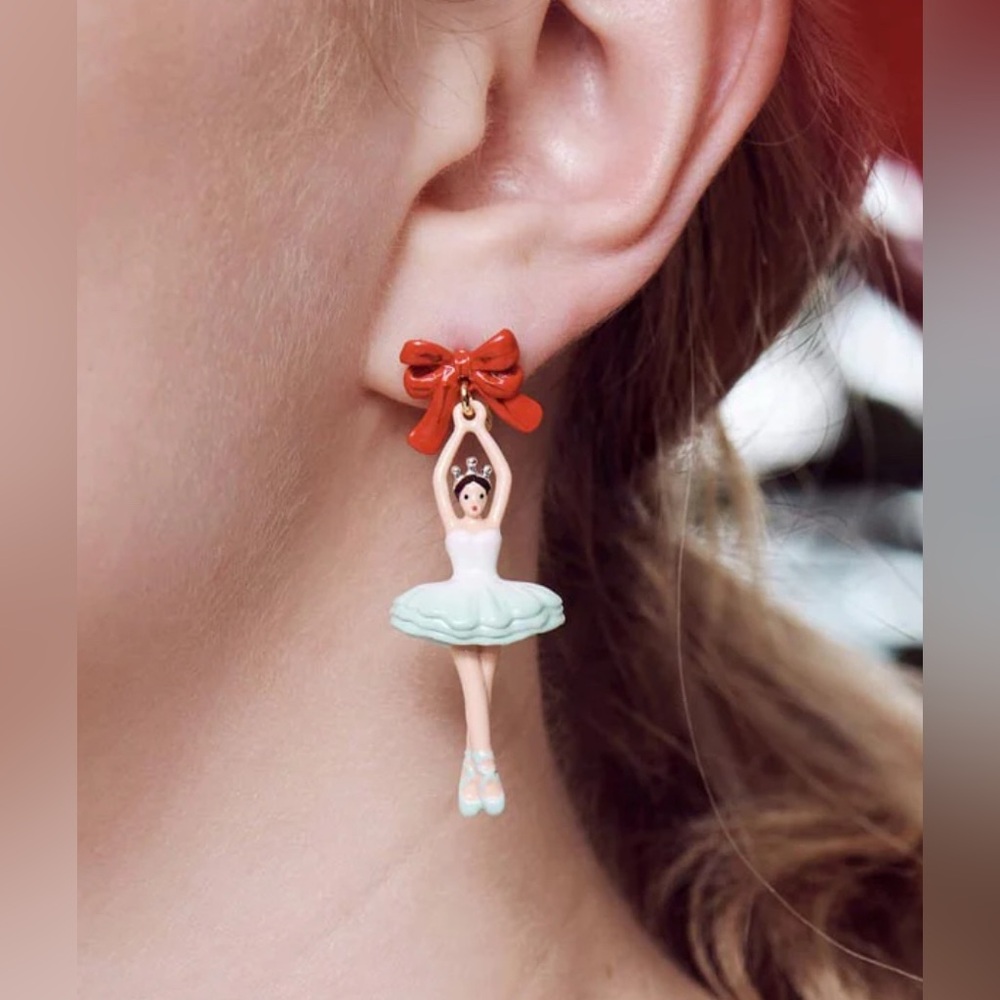 Les Nereides Ballerina Nutcracker Xmas Limited Clip on Earrings